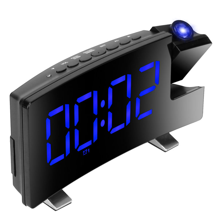 Wrought Studio Projection Alarm Clock With Radio Function 7.7In Curved